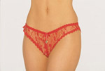 Crotchless lace panty w/ gold locket.
